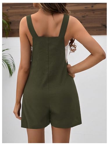 OYOANGLE Women's Maternity Romper Tie Knot Wide Strap Summer Overall - color: Army Green, size: X-Small