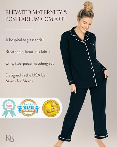 Kindred Bravely Clea Long Sleeve Pajama Set, Maternity & Nursing Sleepwear - color: Black, size: Large