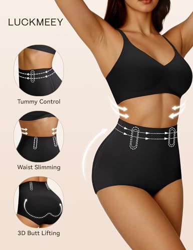 LUCKMEEY Tummy Control Shapewear Underwear, Seamless Comfy Shaping Briefs - color: Briefs Black, size: Small