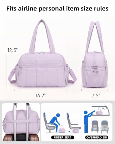 Duffle Bag Gym Bag, Personal Items Bag, Overnight Weekender - color: puffy purple