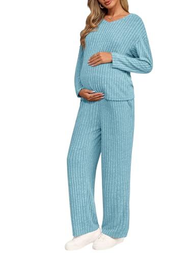 Yousify Womens Maternity Pajamas Sets 2 Piece Outfits - color: Blue, size: X-Large