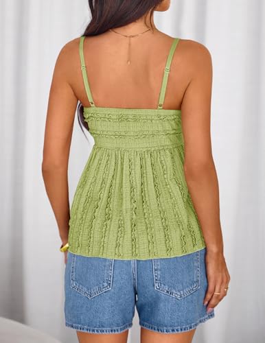 ZESICA Womens Summer Spaghetti Strap Going Out Tank Top - color: Green, size: Large