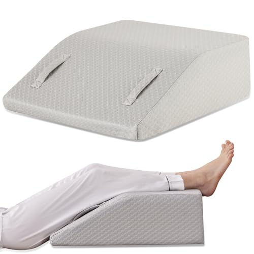 Ruqmuis Leg Elevation Pillow for After Surgery, Leg Elevating Pillow for Swelling and Blood Circulation, Leg Wedge Pillow for Sleeping, 21x24x10 InchKnee Pillow for Knee Hip Ankle Pain Relief, Grey - color: Grey, size: 21*24*10 Inch