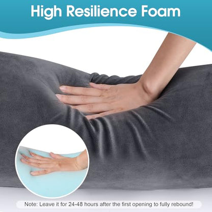 SereneCloud Memory Foam Body Pillow for Bed, 47" Long Bed Pillow for Adults - size: 47 inch