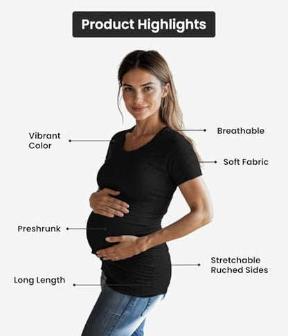 Decrum Maternity Short Sleeve Graphic Print T Shirts - color: Mts Black- Baby Made Me Eat It Maternity Shirt, size: Small