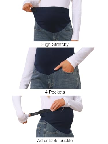 Maternity Jeans Denim Straight Leg Over the Belly Pregnant Casual Pants - color: Grey, size: Medium