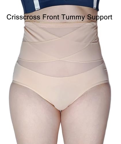 Postpartum Compression Underwear for Women High Waisted Lightweight Breathable C Section Recovery Panties - color: Beige, size: Medium
