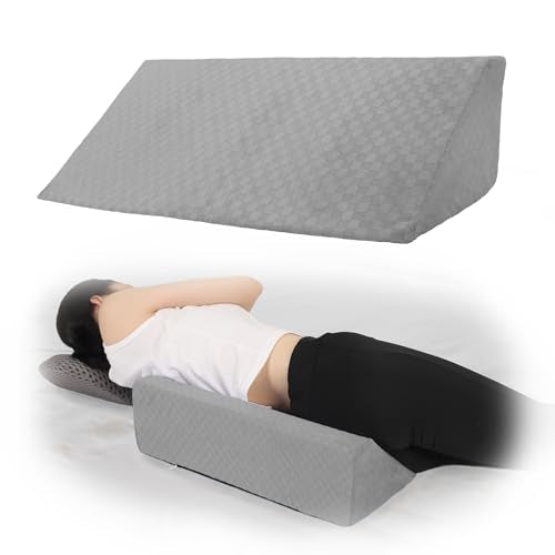Bed Wedge Pillow for Side Sleeping Sponge Filled Body Positioning - color: Light Gray