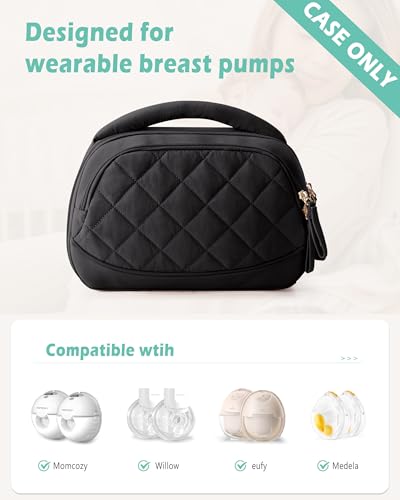 Wearable Breast Pump Bag Compatible with Momcozy and Eufy Pump - color: Black