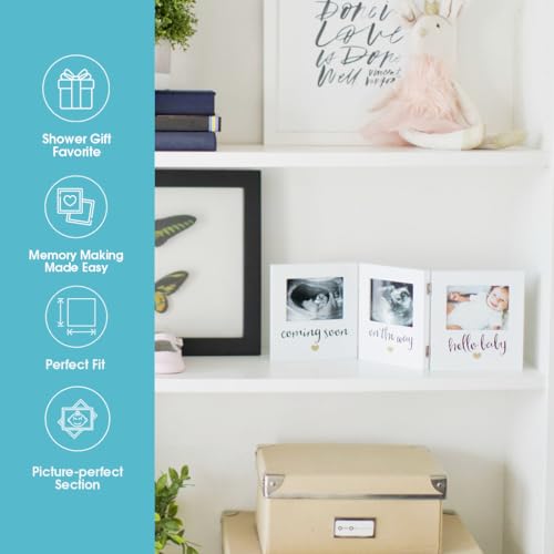 Pearhead Triple Sonogram Keepsake Picture Frame, White - color: Hello Baby Triple Sonogram Frame