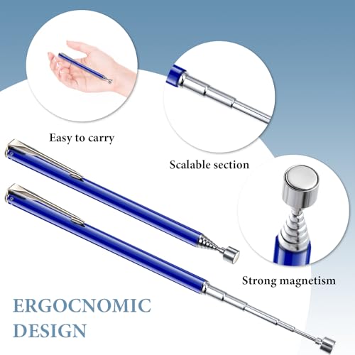 Patelai 2 Pieces Telescoping Magnetic Pick up Tool, 25 Inch,Navy Blue - color: Navy Blue