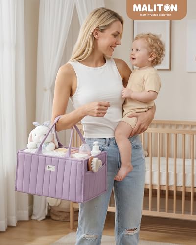 Maliton Baby Diaper Caddy Organizer for Changing Table, Portable, Purple - color: Purple