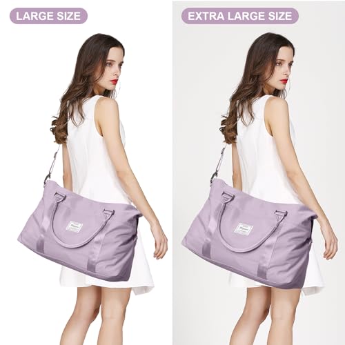 Travel Duffel Bags for Women,Carry-On Weekender Overnight Bag - color: Light Purple, size: Extra Large