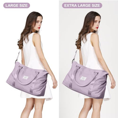 Travel Duffel Bags for Women,Carry-On Weekender Overnight Bag - color: Light Purple, size: Extra Large
