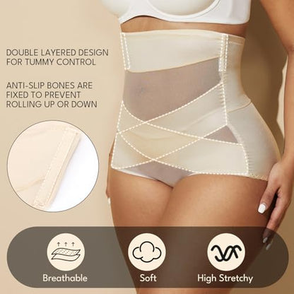 MOVWIN Plus Size Shapewear Tummy Control Underwear Girdle For Women - color: Beige, size: 4X-Large