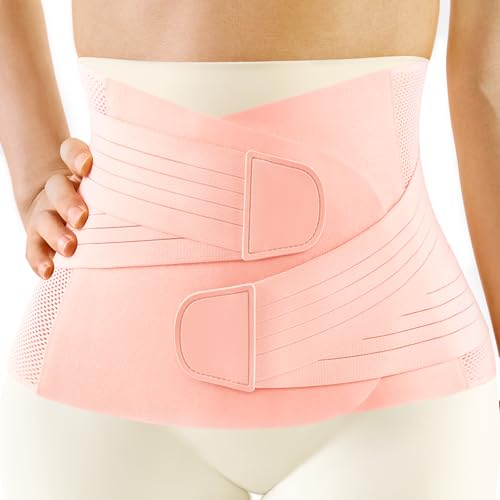 FREETOO Postpartum Belly Band Wrap for Women,Abdominal Binder Post Surgery - color: Pink