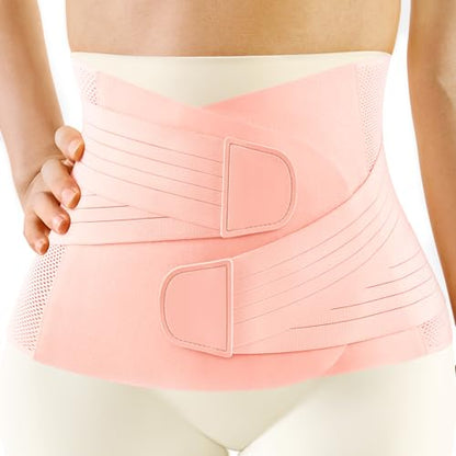 FREETOO Postpartum Belly Band Wrap for Women,Abdominal Binder Post Surgery - color: Pink