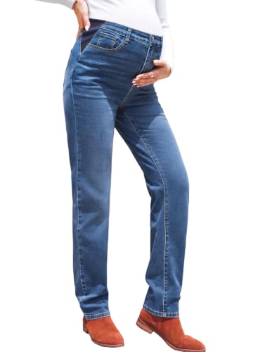 BLENCOT Womens Maternity Jeans Elastic Waist Stretch Pregnancy Denim Pants - color: Dark Blue, size: XX-Large
