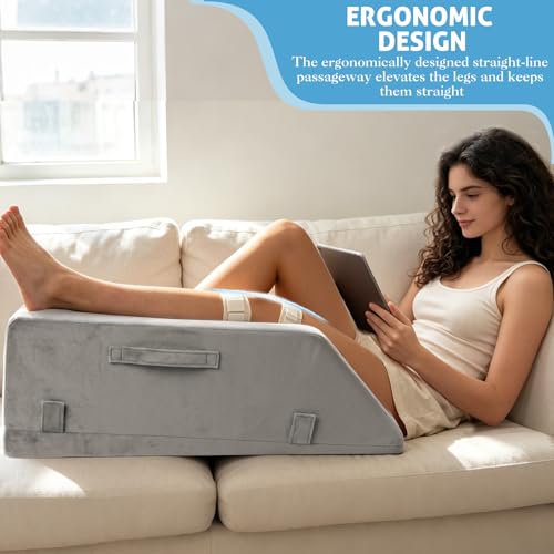 Leg Elevation Pillows for After Surgery, Ergonomic Keeps Knee Straight, Adjustable Height Knee Replacement Recovery Aids, Suitable for Surgery, Injury, or Rest, Washable Cover, Single Leg
