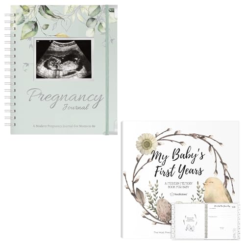 KeaBabies Pregnancy Journal, Pregnancy Announcements & First 5 Years Baby Memory Book Journal - 80 Pages Hard Cover Pregnancy Book For Mom To Be Gift - 90 Pages Hardcover First Year Keepsake Milestone