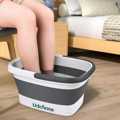 Collapsible Foot Soaking Tub, Foot Spa Bath Basin w/Acupressure Points - color: Gray