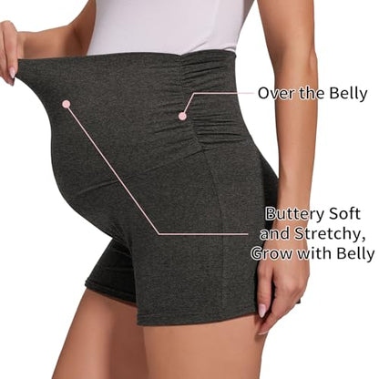 Peauty Over Belly Maternity Lounge Shorts, Buttery Soft Pajama Bottoms - color: Heather Grey, size: XX-Large