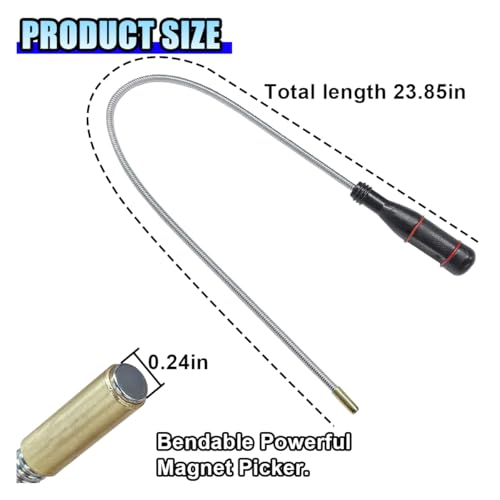 Flexible Magnetic Pickup Tool, 24" Long Bendable Extension - size: Small Head