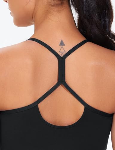THE GYM PEOPLE Women's Maternity Tank Tops Padded Pregnancy Workout Shirts - color: Black, size: Medium