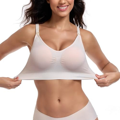 Women’s Seamless Nursing Bra Wireless Maternity Bra 5 Pack - color: Black/Skin/Pink/Light Blue/White, size: Large
