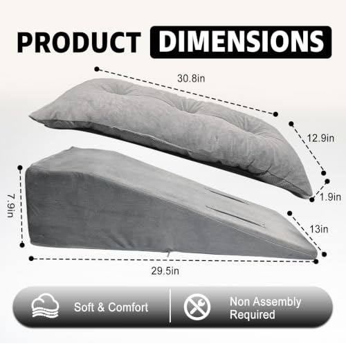 Leg Elevation Pillows for After Surgery, Height-Adjustable Knee Replacement Recovery Wedge Pillow for Single Leg with Removable Thick Soft Cushion for Hip Ankle Knee Relief Keep Leg Straight