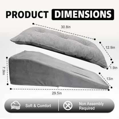 Leg Elevation Pillows for After Surgery, Height-Adjustable Knee Replacement Recovery Wedge Pillow for Single Leg with Removable Thick Soft Cushion for Hip Ankle Knee Relief Keep Leg Straight