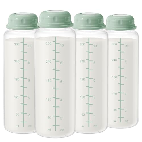 11oz Breastmilk Storage Bottles, BPA Free Narrow Neck Collection Bottle with Sealing Disk, Breast Milk Containers for Fridge & Momcozy Breast Milk Cooler 12oz, 4PCS - size: 11oz-4pcs