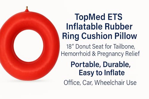 Top Med ETS Inflatable Rubber Ring Cushion Pillow for Hemorrhoid,Pregnancy 18 Inch