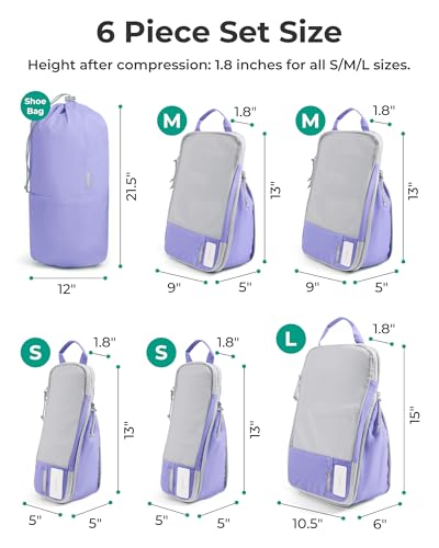 BAGSMART Compression Packing Cubes for Travel Essentials - color: Very Peri, size: Set of 6