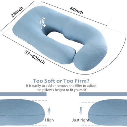 BATTOP Pregnancy Pillows for Sleeping- U Shaped Full Body Maternity Pillow, Pregnancy Pillow for Side Sleepers with Removable Cooling Cover, Supports Back, Hips, Belly & Legs (Cooling Blue) - color: Cooling Blue