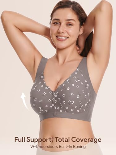 Wireless Front Close Bras for Women, Jelly Post Surgery Push Up Bralettes - color: Coffee, size: Medium