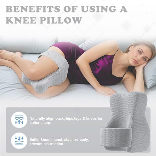 Knee Pillow for Side Sleepers,Relief from Sciatica Pain, Adjustable Strap, Pillow Sleeping Between Legs Aligns Spine, Memory Foam Leg Pillow for Hip Pain, Sciatica Pain Relief(White) - color: White