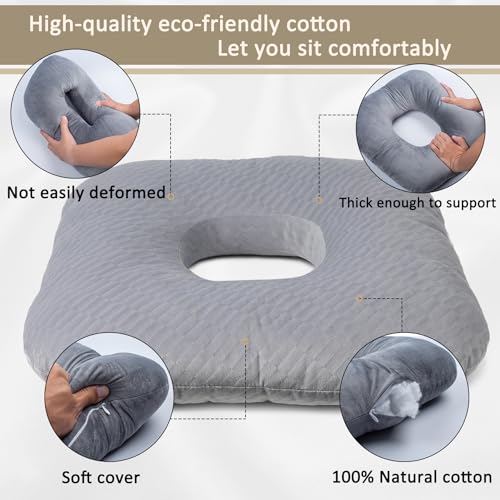 Hshbxd Donut Pillow, Tailbone Cushion for Wheelchair, Office and Travel - color: Gray-diagonal Grid