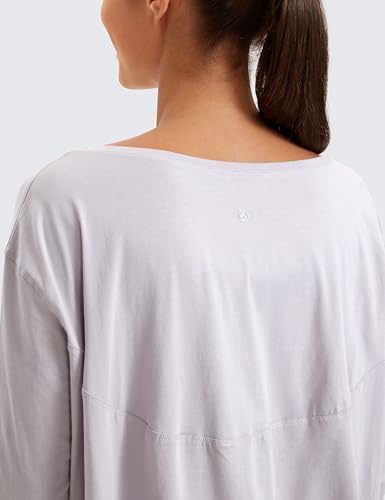 CRZ YOGA Pima Cotton Boat Neck Top - color: Iced Iris, size: Small