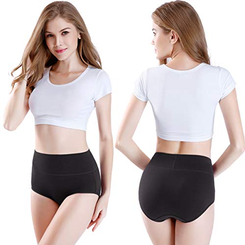 wirarpa Women's Underwear High Waisted Ladies Cotton Panties Soft Full Coverage Briefs 5 Pack - color: 3black,2grey-5p, size: Small