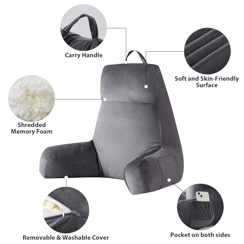 IPYNBAP Back Pillow for Bed Sitting up, Reading Pillow, 24 Inch, Grey - color: Grey, size: Large(24inch)