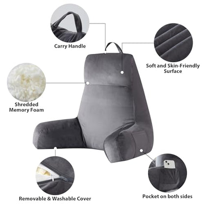 IPYNBAP Back Pillow for Bed Sitting up, Reading Pillow, 24 Inch, Grey - color: Grey, size: Large(24inch)