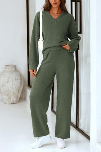 PRETTYGARDEN Lounge Sets for Women 2 Piece Pajama Set - color: Army Green, size: Medium
