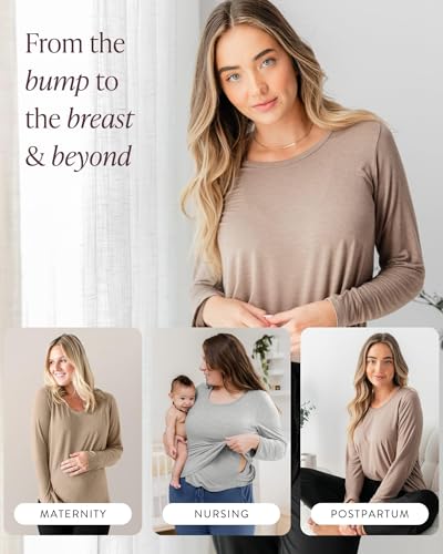 Kindred Bravely Everyday Nursing & Maternity Long Sleeve T-Shirt - color: Evergreen, size: Medium