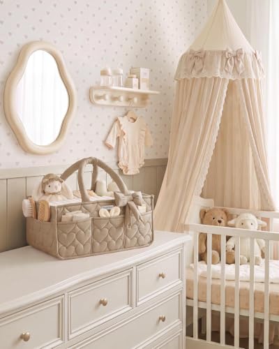 Blissful Diary Baby Diaper Caddy Organizer, Heart-Quilted, Brown - color: Heart Brown