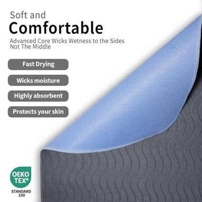 Accompagner Incontinence Bed Pads Washable Waterproof Underpads 36"x54" 2pc - color: Dark Gray, size: 36"x54" (2 Pack)