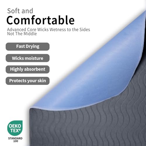 Accompagner Incontinence Bed Pads Washable Waterproof Underpads 36"x54" 2pc - color: Dark Gray, size: 36"x54" (2 Pack)