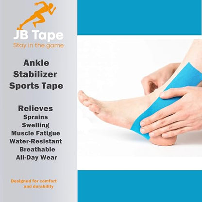 JB Tape Kinesiology Tape, Black, 80 Precut 10-Inch Strips, 4 Rolls - color: Black Jet