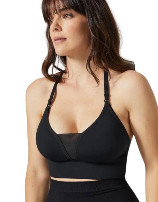 BLANQI Adjustable Racerback Nursing Bras for Women - Seamless Breastfeeding Bra with Removable Cups - color: Black, size: Large
