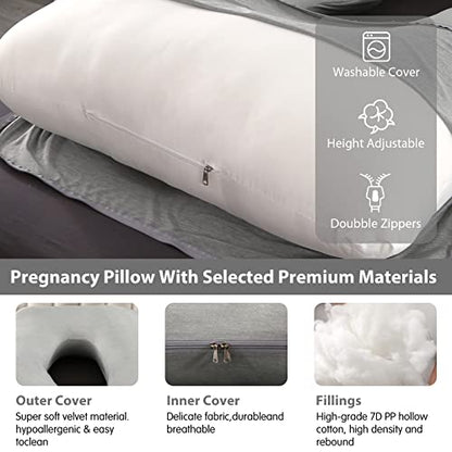 Elover U Shaped Pregnancy Pillow,Full Body Maternity Support - color: Cooling-haze Gray